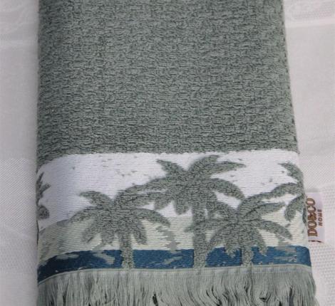 Полотенце махровое с бахромой "DO&CO" Жакард 70х140 (1/1 ) PALMIYE, хаки