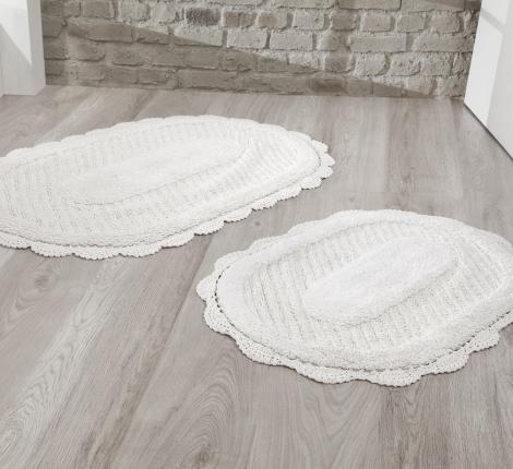 Набор ковриков для ванной &quot;MODALIN&quot; кружевной LOKAL 60x100 + 50x70 см 1/2, Кремовый