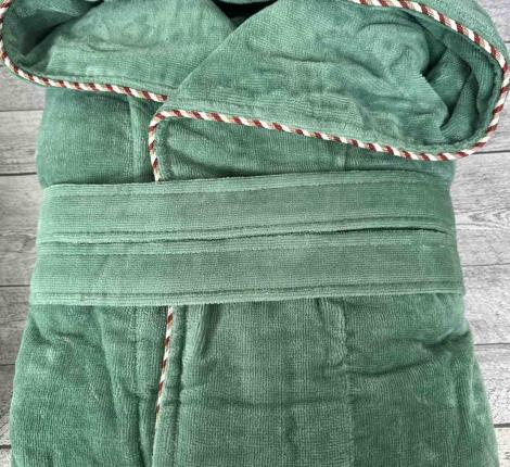 Халат махровый с капюшоном &quot;EFOR&quot; UZUN зеленый, XL