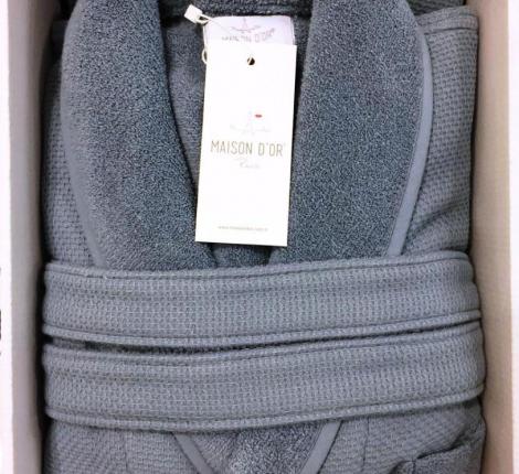 Халат мужской махровый Maison D'or "QUATTRO" серо-голубой, XL(50)/2XL(52)