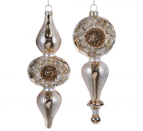 Стеклянные фигуры 2 шт. GOODWILL" (золотой с кремовым), высота 20,5 см