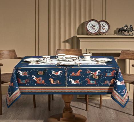 Скатерть с пропиткой "PASSAGE" 140х180 см, синий с белым