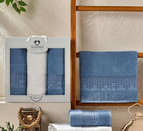 Комплект махровых полотенец "TWO DOLPHINS" (50x90/70х140) 2 шт. KASMIR, тёмно-голубой