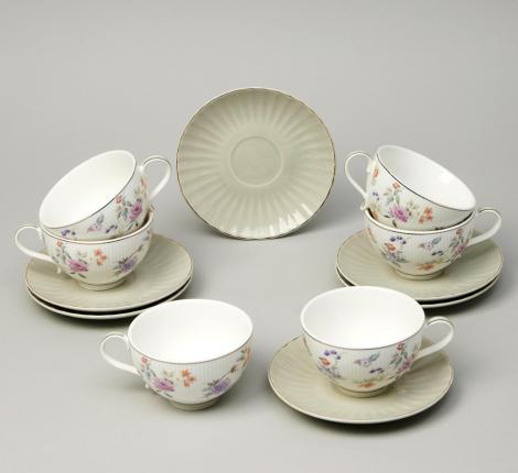 Чайный набор "ВРЕМЕНА ГОДА" 42-575 на 6 персон, 12 предметов (250 мл), серый