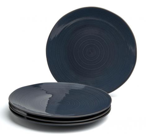 Набор тарелок обеденных 4 штуки BRONCO "CONCEPT", диаметр 27,5 см (синий)