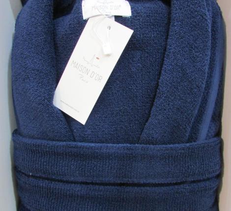 Халат мужской махровый Maison D'or "QUATTRO" синий, 3XL(54)/4XL(56)
