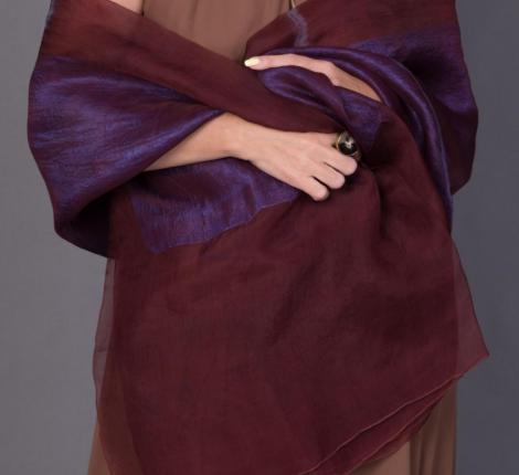 Шаль YSABEL "SILK" оранжево-синяя с кругами, 45х210