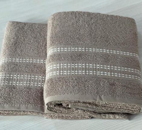 Набор махровых полотенец EFOR &quot;FITILI BORDUR&quot; (50*90;70*140), кофейный