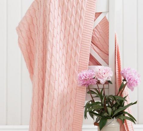 Плед вязаный Luxberry "Imperio 22" Хлопок 130х170, розовый