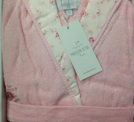 Халат женский махровый Maison D'or "ROSES JE ACIX" розовый, XL(50)-XXL(52)