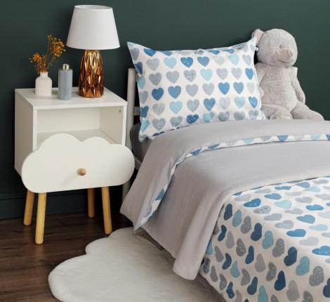 Постельное белье "Siberia" Сердечки (синий) Ранфорс, 1,5 спальный