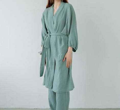 Халат Luxberry "Муслин и комфорт" пыльно-бирюзовый, S