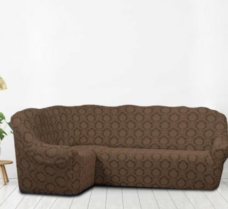 Чехол на 3-х местный угловой диван Karteks &quot;Классика&quot; KAR 007-07, тёмно-коричневый