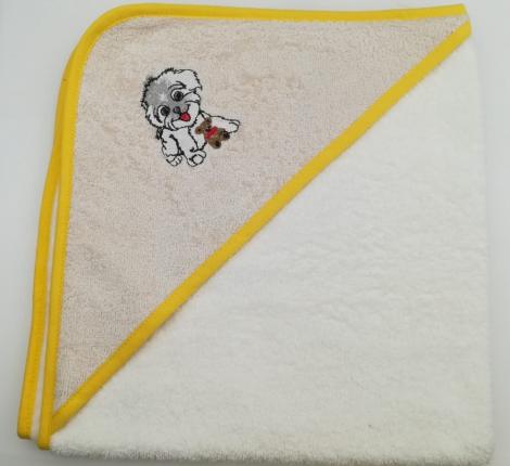 Уголок детский махровый с вышивкой Собачка (бежевая), 70x70