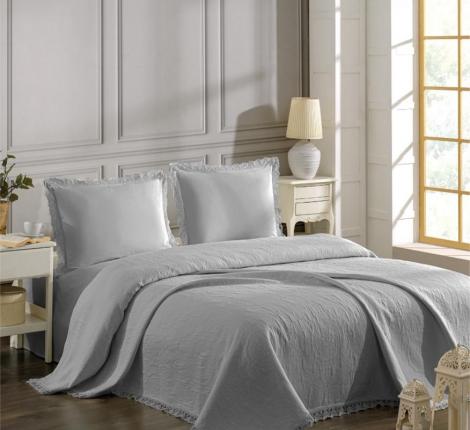 Покрывало "DO&CO" Жаккард с гипюром 220x240 CALISTA, серый