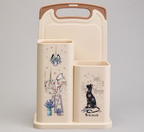 Набор из подставки и доски "LAVENDER CATS"