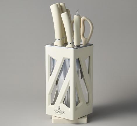 Набор кухонных ножей "AGNESS" 911-760 на вращающейся подставке, 8 предметов