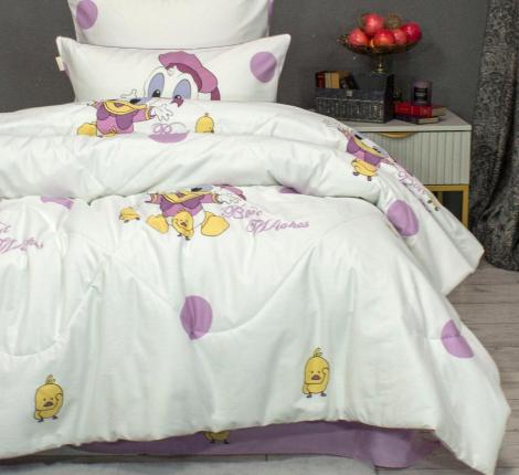 Постельное белье с одеялом "Kazanov.A." Дональд (жемчуг лиловый) Сатин, 1,5 спальный