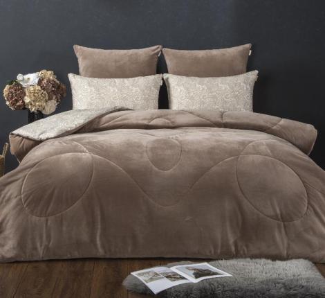 Постельное белье с одеялом "Kazanov.A." Рошель (бежевый жемчуг) Велюр/Egypt Cotton, Евро