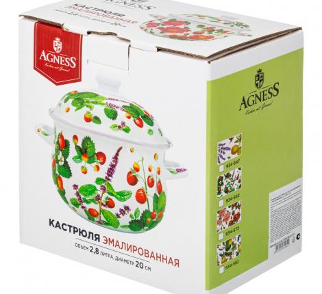 Кастрюля эмалированная с крышкой "ШИПОВНИК", 2.8 л