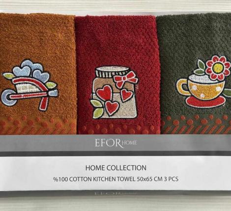 Набор махровых салфеток "EFOR"(3шт) (50*65) сердечки/чашечка