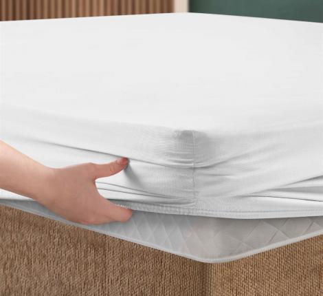 Простынь сатин "DO&CO" на резинке 90х200+30 см SOFT, белый