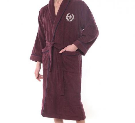 Халат мужской махровый с капюшоном Maison D'or "SEYMOUR" баклажан, M(46)/L(48)