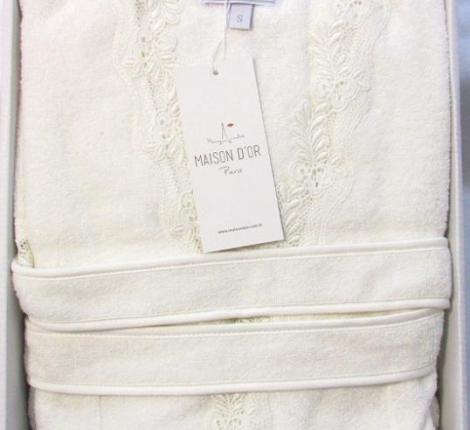 Халат женский махровый Maison D'or DINA кремовый, XL(50)-XXL(52)