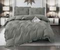 Постельное белье с одеялом EFOR "COTTONI" с вышивкой "ЛИСТОК" (серый), Евро