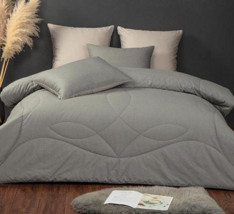Постельное белье с одеялом "Kazanov.A." Хьюстон (графит серый жемчуг) Велюр/Egypt Cotton, Евро