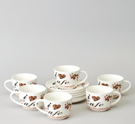 Чайный набор "COFFEE MANIA" на 6 персон, 12 предметов (250 мл)