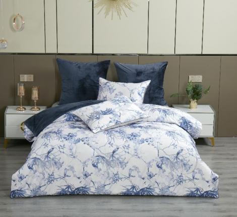 Постельное белье с одеялом "Kazanov.A." Королек (индиго жемчуг) Велюр/Egypt Cotton, Евро