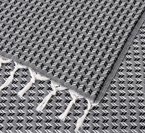 Покрывало вафельное с бахромой "METEOR" DEVONE (чёрный), 200х230