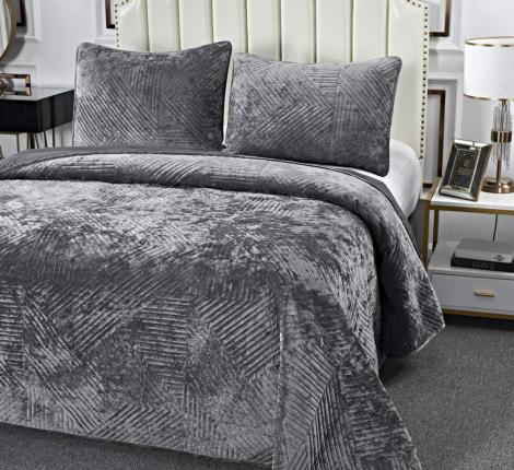 Покрывало "Sofi de Marko" Патрисия (серая 1) Велюр, 160х220