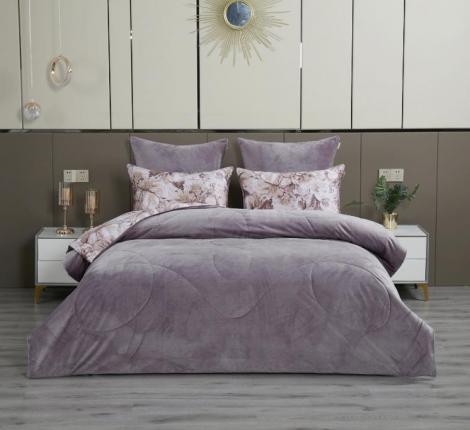 Постельное белье с одеялом "Kazanov.A." Хиллари (пыльная роза) Велюр/Egypt Cotton, Семейный