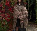 Дорожный плед-пончо пуховый "Travel Cape Plaid Grass" BEIGE, 130х170