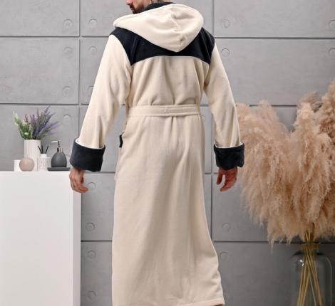 Халат мужской трига с капюшоном "AMBIELLA A-1130" кремовый, 2XL