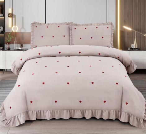 Постельное белье с вышивкой "сердце" EFOR "COTTONI Т-2" Поликоттон, Евро