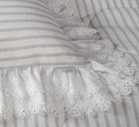 Постельное белье с одеялом "Kazanov.A." Stripe Muslin lace (серебро платина), Евро