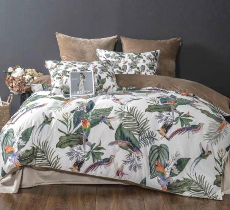 Постельное белье "Kazanov.A." Колибри Каллиопа (бежевый жемчуг) Велюр/Egypt Cotton, 1,5 спальный