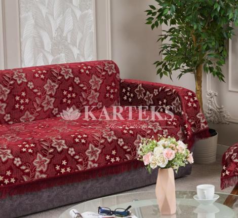 Покрывало шпигель люкс "Karteks" на диван 160х220 ЗВЕЗДОЧКА, бордовый