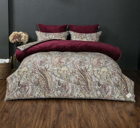 Постельное белье с одеялом "Kazanov.A." Агра (бургунд платина) Велюр/Egypt Cotton,  Евро