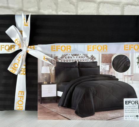 Постельное бельё EFOR SATEN SYAH черный (4 наволочки), Евро