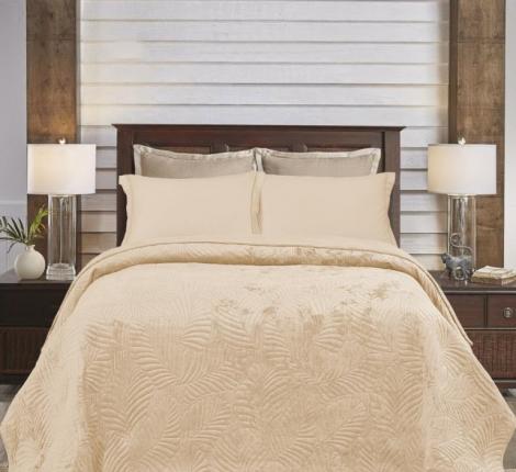 Покрывало из вареного бархата "KARTEKS" 04, 240х260 (50х70-2 шт), кремовый