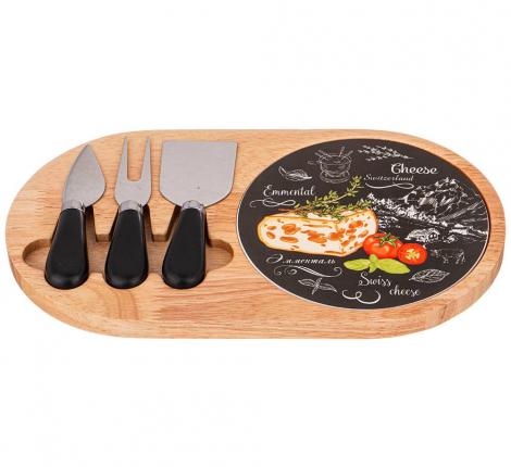 Набор для сыра "СЕКРЕТНЫЕ ИНГРЕДИЕНТЫ" (чёрный) 4 предмета, 30*17*2,5 см