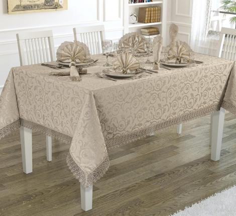 Скатерть EFOR KDK SET 160х350+12 салфеток, капучино