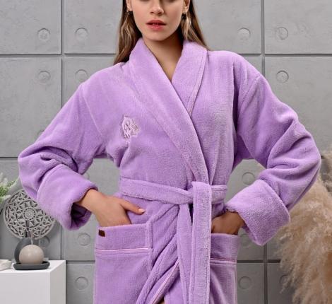 Халат женский трига шалька "AMBIELLA A-1295" лиловый, L/XL