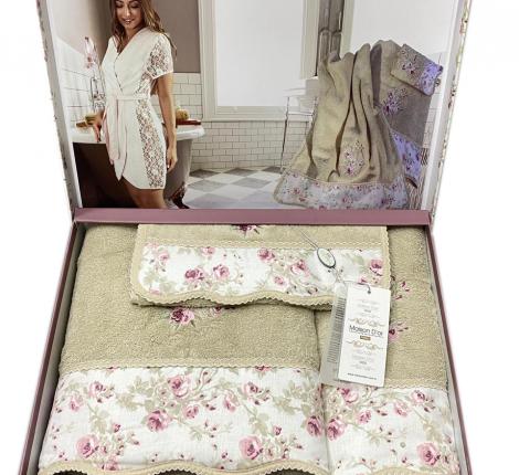 Комплект полотенец 30*50/50*100/70*140 Maison D'or &quot;LADY ROSES&quot;, бежевый