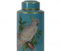 Ваза с крышкой "PARROTS" попугаи (бирюзовый) керамика, высота 37,5 см