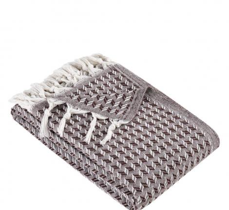 Покрывало вафельное с бахромой "METEOR" DEVONE (коричневый), 200х230